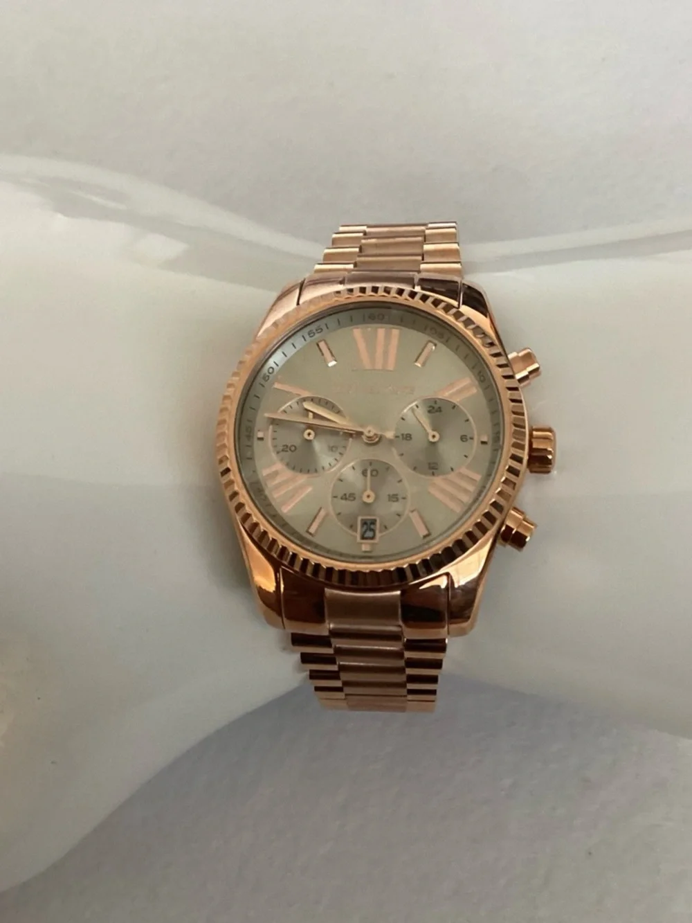 Michael Kors Lexington Chronograph Rose GoldTone Stainless Steel Bracelet Watch - Picture 3 of 13